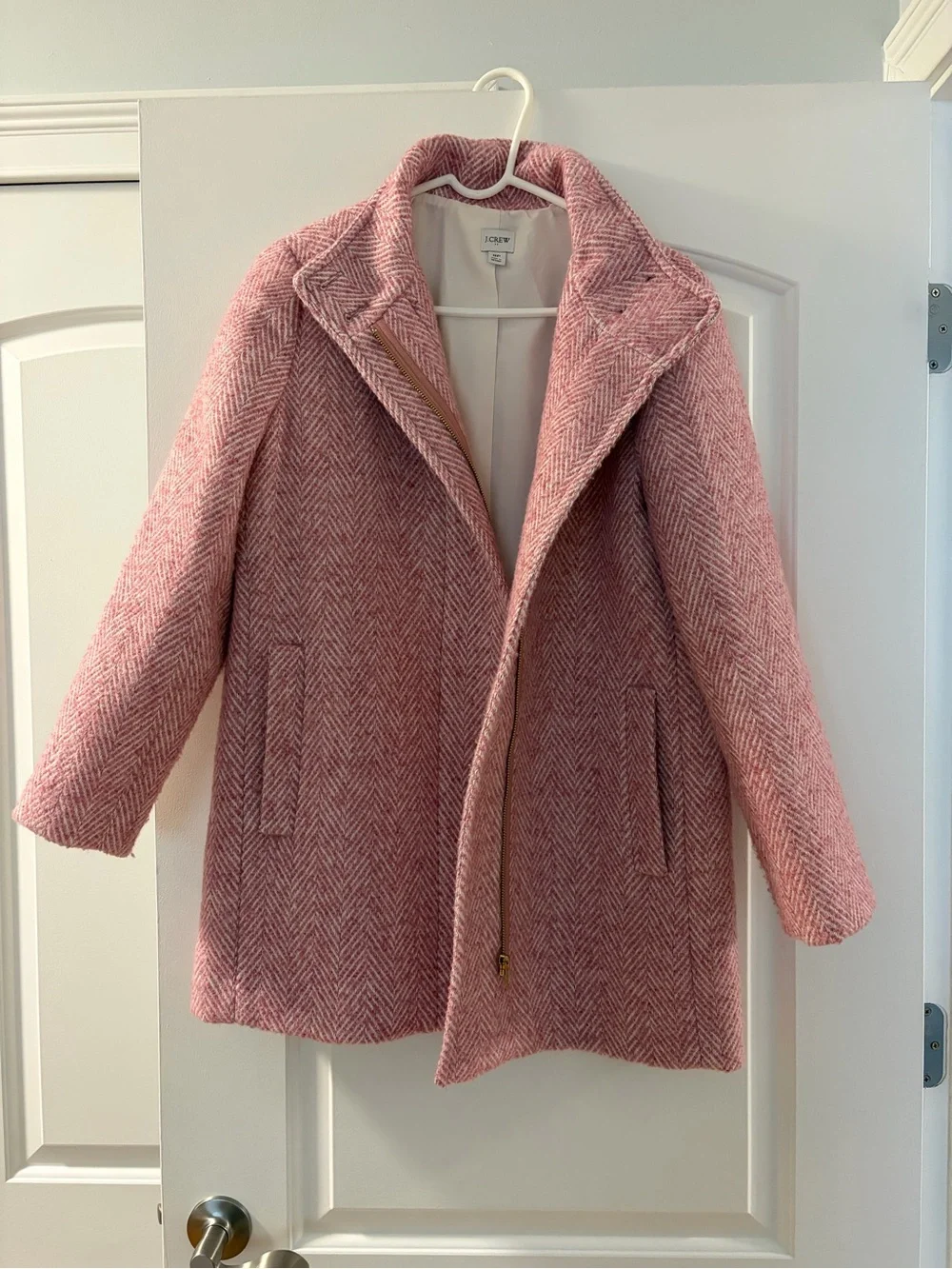 J. Crew Pink Herringbone City Coat - Picture 2 of 5